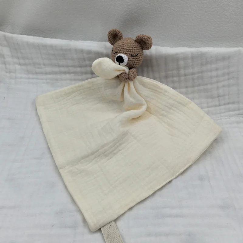 Baby Soother Appease Towel Bib Animal Horse Lion Sleeping Doll Infants Soft Comfort Bib with Noice Security Blanket Nursing Acce