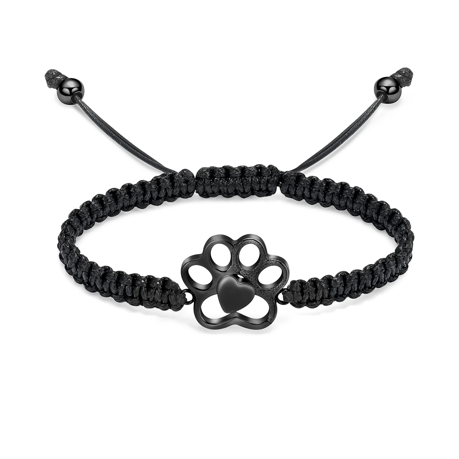 Ashes Urn Bracelet Memorial Jewelry Length Adjustable Paw Urns Cremation Bangle For Pet Ashes Braided Rope Keepsake Women Men