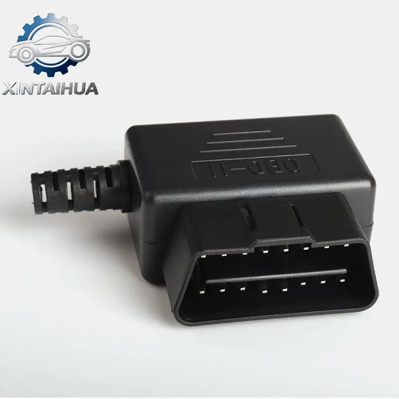 Car Male Connector OBD2 16-pin Connector Hidden Buckle Assembled Shell Transparent Black OBD Plug