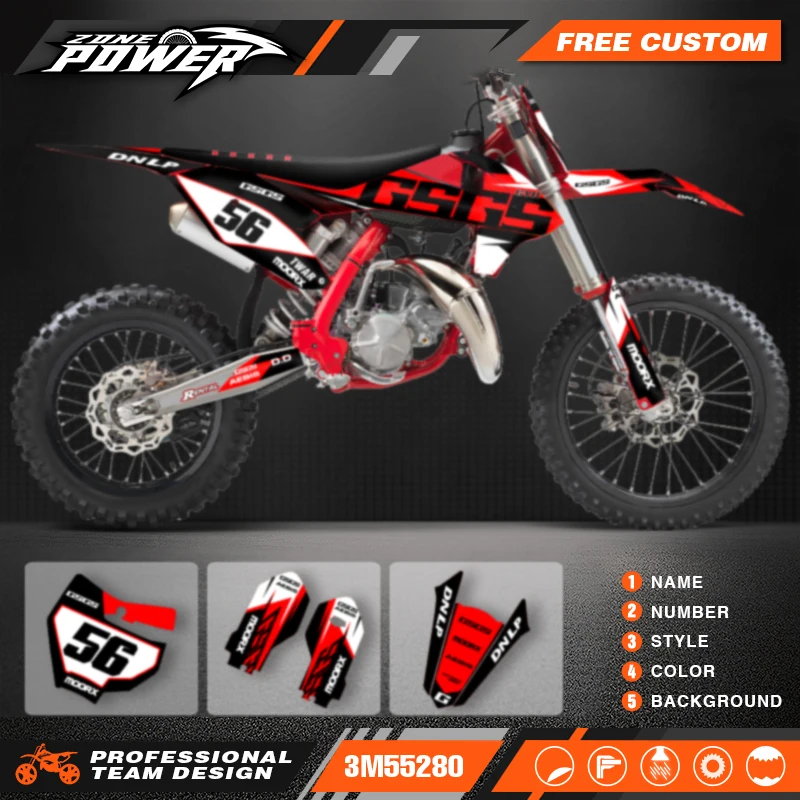 

Powerzone Motorcycle Graphics Deco Decals Stickers Kits for GASGAS MC85 2021 2022 Number Name Background Custom