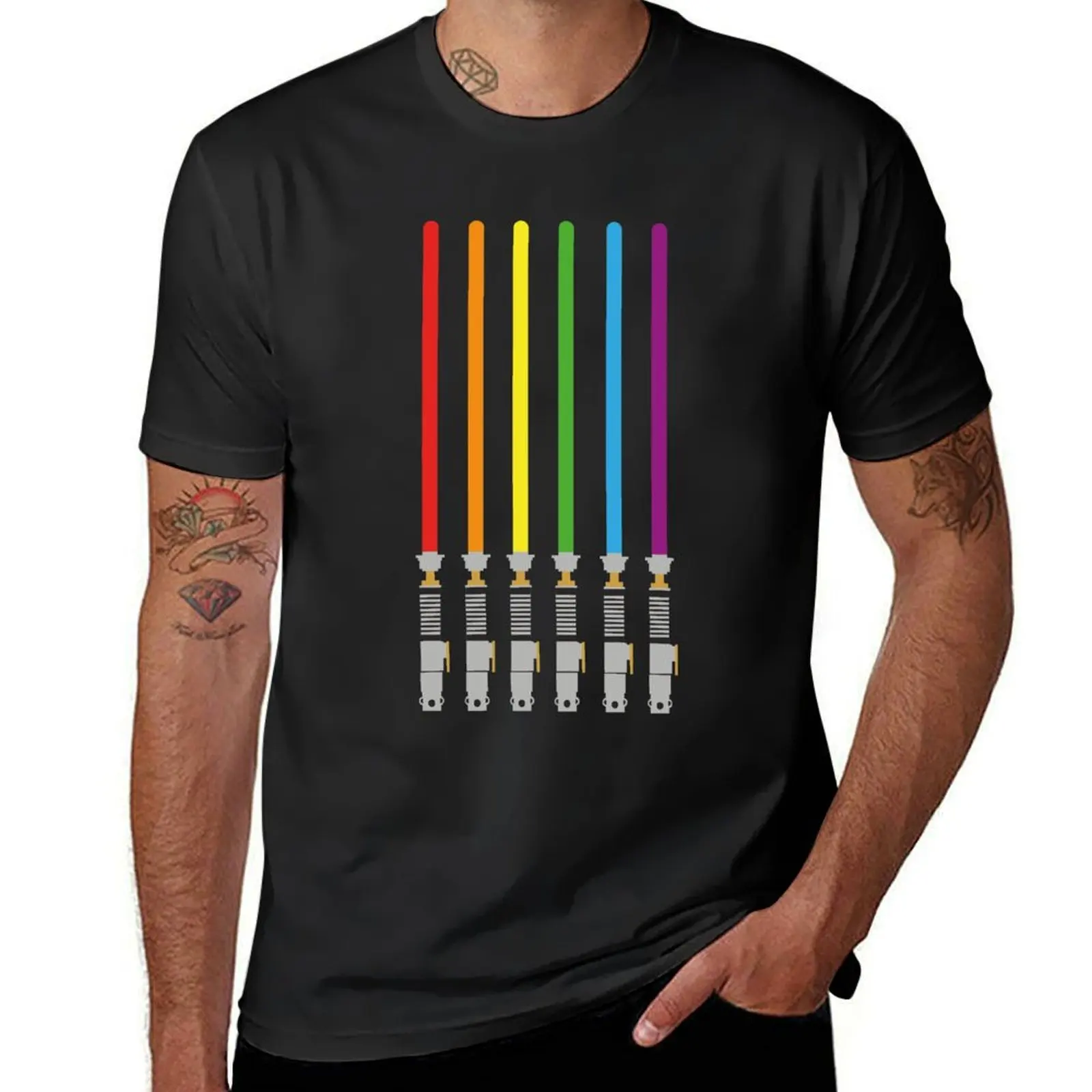 

Lightsaber Proud LGBT Rainbow T-Shirt quick-drying boys animal print mens graphic t-shirts big and tall