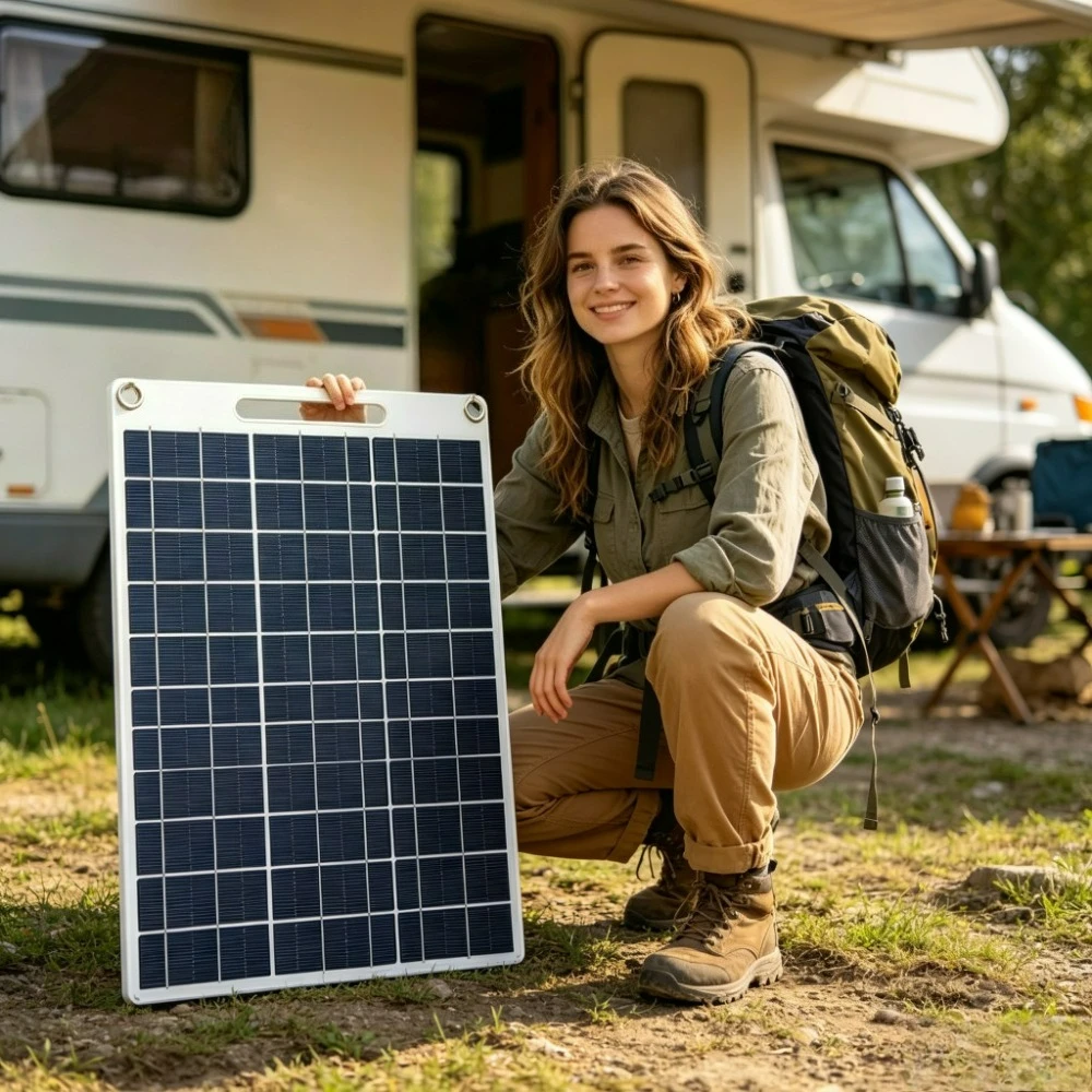Panneau de charge solaire portable double USB 5V Max 15W, chargeur solaire étanche pour le camping, la randonnée, l'escalade et les camping-cars