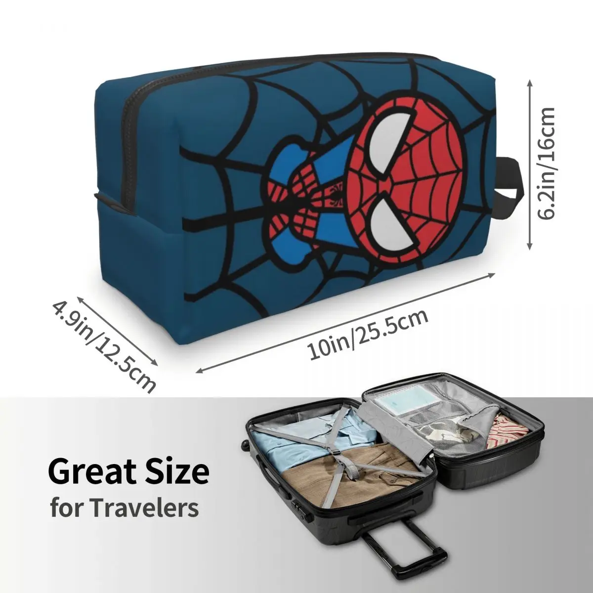 Custom Kawaii Spider Man Hanging Upside Down Makeup Bag for Women Travel Cosmetic Organizer Cute Spiderman Storage Toiletry Bags