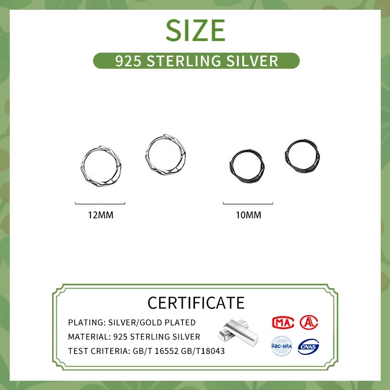 INZATT Real 925 Sterling Silver Mobius Strip 10/12mm Round Hoop Earrings for Women Classic Fine Jewelry Geometric Accessories