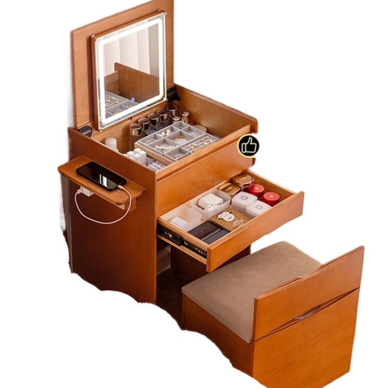 

Mini small makeup table, bedroom solid wood bedside dresser integrated, new 50cm small medieval style formaldehyde-free