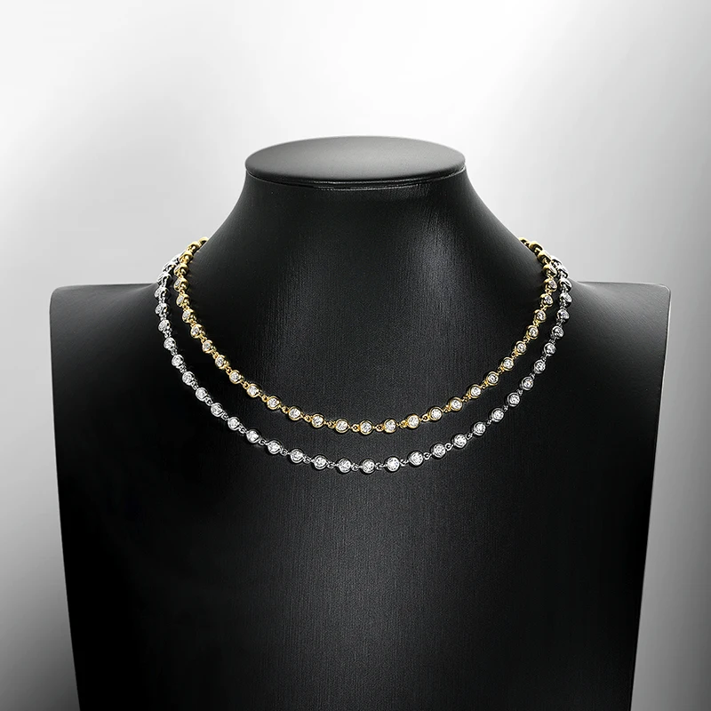 

OEVAS Full VVS1 0.1CT 3mm Moissanite Bubble Necklace for Women 100% S925 Sterling Silver Party Fine Gift Jewelry