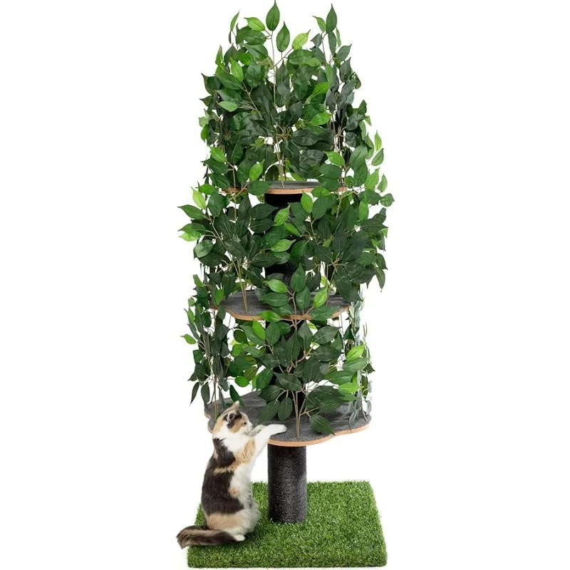 

Cat Tree Scratching Post for Climbing, Hiding and Sleeping - Cat Tower for Indoor Cats with Interchangeable Leaves - Multilevel,