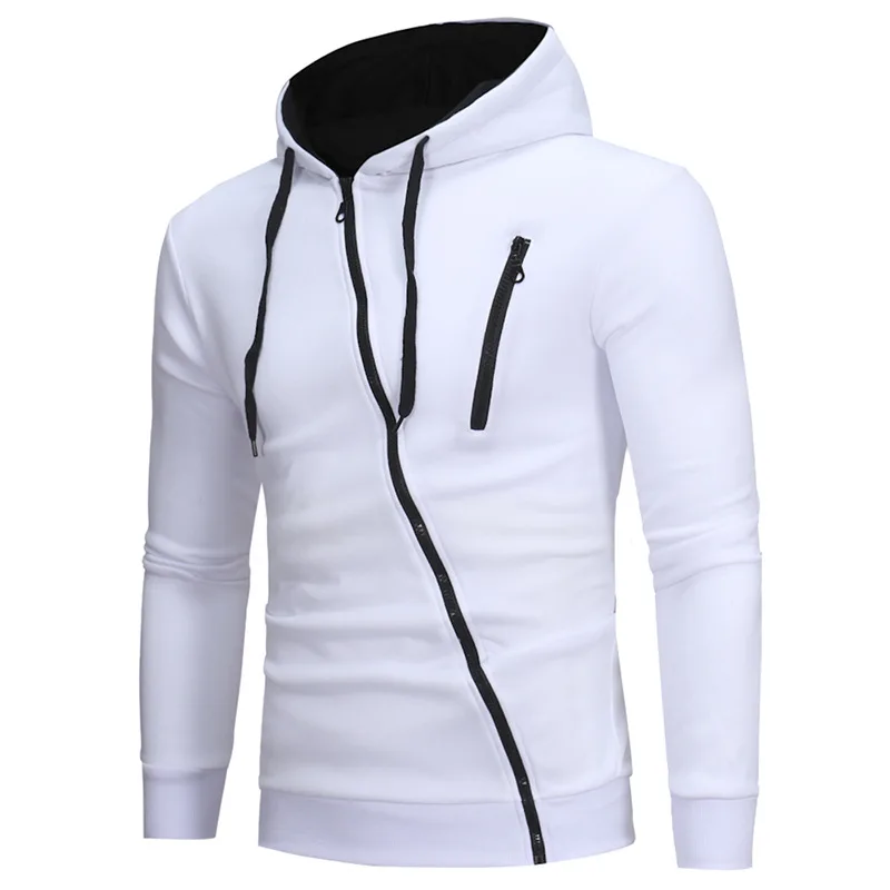 New In Hoodies &Sweatshirts Autumn Diagonal Zip Up Hooded Tracksuit Hoodie Men Y2K Fashion Mens Streetwear White Hoodies Jackets