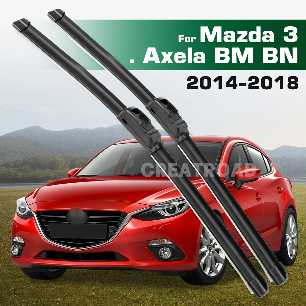 

For Mazda 3 Axela BM BN 2014-2018 2015 2016 2017 LHD&RHD Front Wiper Blades Windshield Windscreen Window Brush 24"+18"