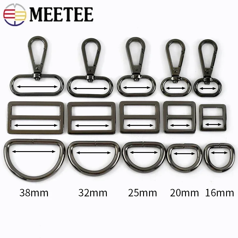 2/3Sets Metal Buckles Bag Strap Swivel Lobster Clasp D Ring Tri-glide Buckle Pet Collar Belt Adjuster Hooks DIY Accessories