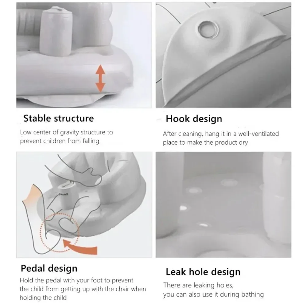 New Cartoon Pattern Inflatable Baby Seat Foldable Portable Baby Inflatable Sofa Chair PVC Baby Furniture Dining Chair