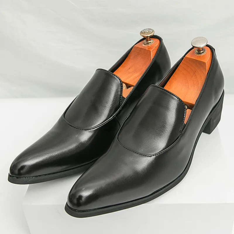 New Britain Retro Pointed Black Brown Loafter For Men Pointed Flats Patent Leather Shoes Casual Formal Dress Footwear