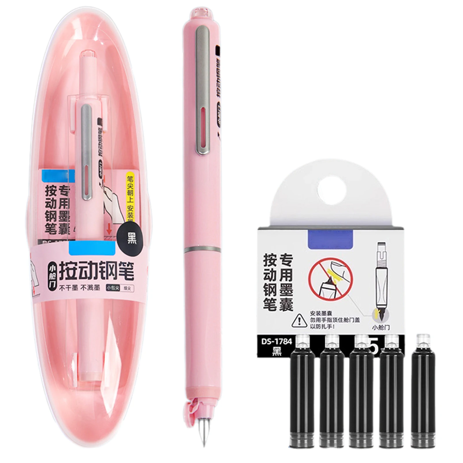 Einziehbarer Brunnenstift feines NIB -Set mit nachfüllbaren Tintenpatronen, Übung Kalligraphie Schreibstift für Schulbüro