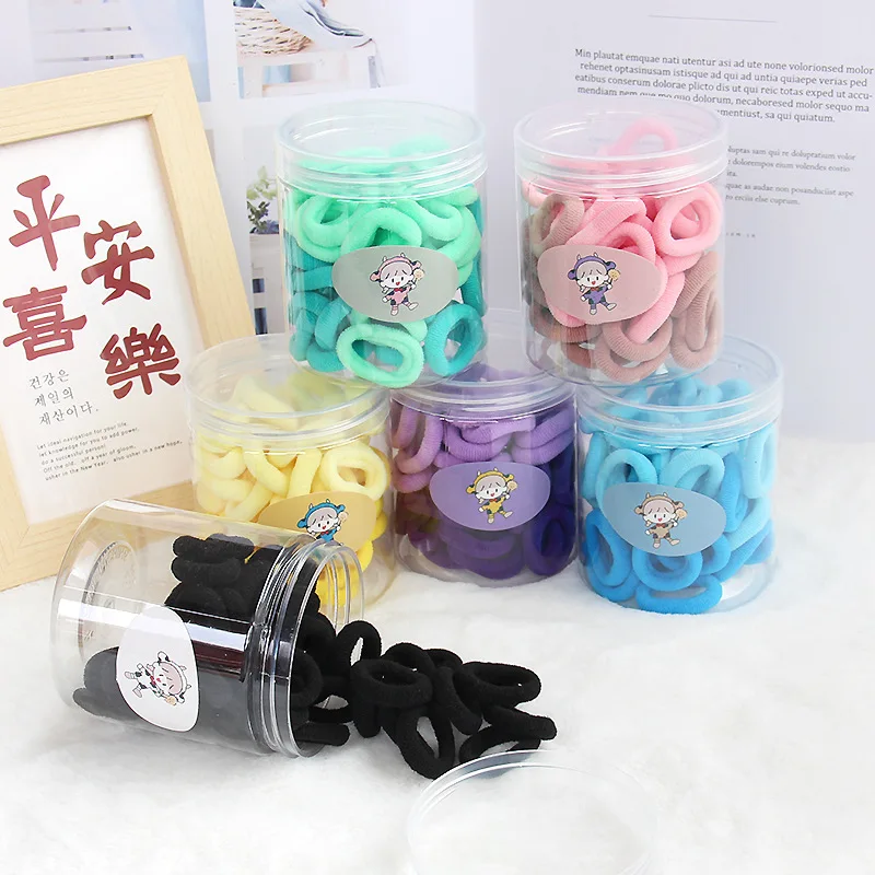 أربطة شعر للأطفال 50 قطعة جرة بلاستيكية ربطات عنق تيري عالية المرونة تصميم سلس خالي من التشابك مجموعة حوامل ذيل حصان صغيرة