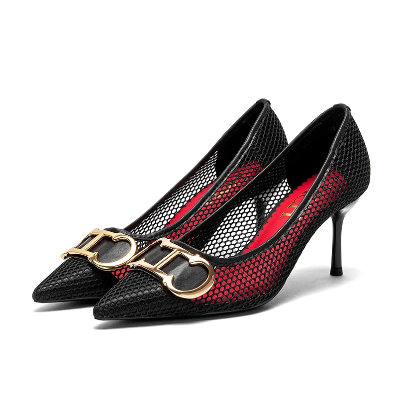 CHCH Women's High Heels 2025 Spring New Hollow Business Women's Shoes 7cm Red Evening Shoes