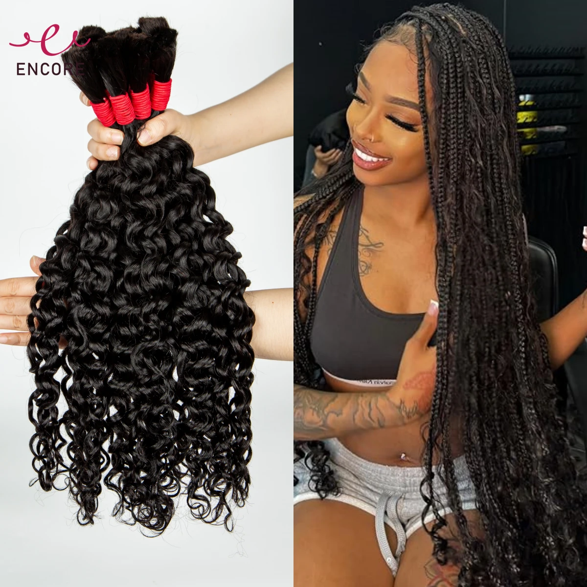 

Natural 24 26 Inches Water Wave 100% Virgin Human Hair Bulk for Boho Braided Extensions No Weft Human Hair Bundles for Braiding