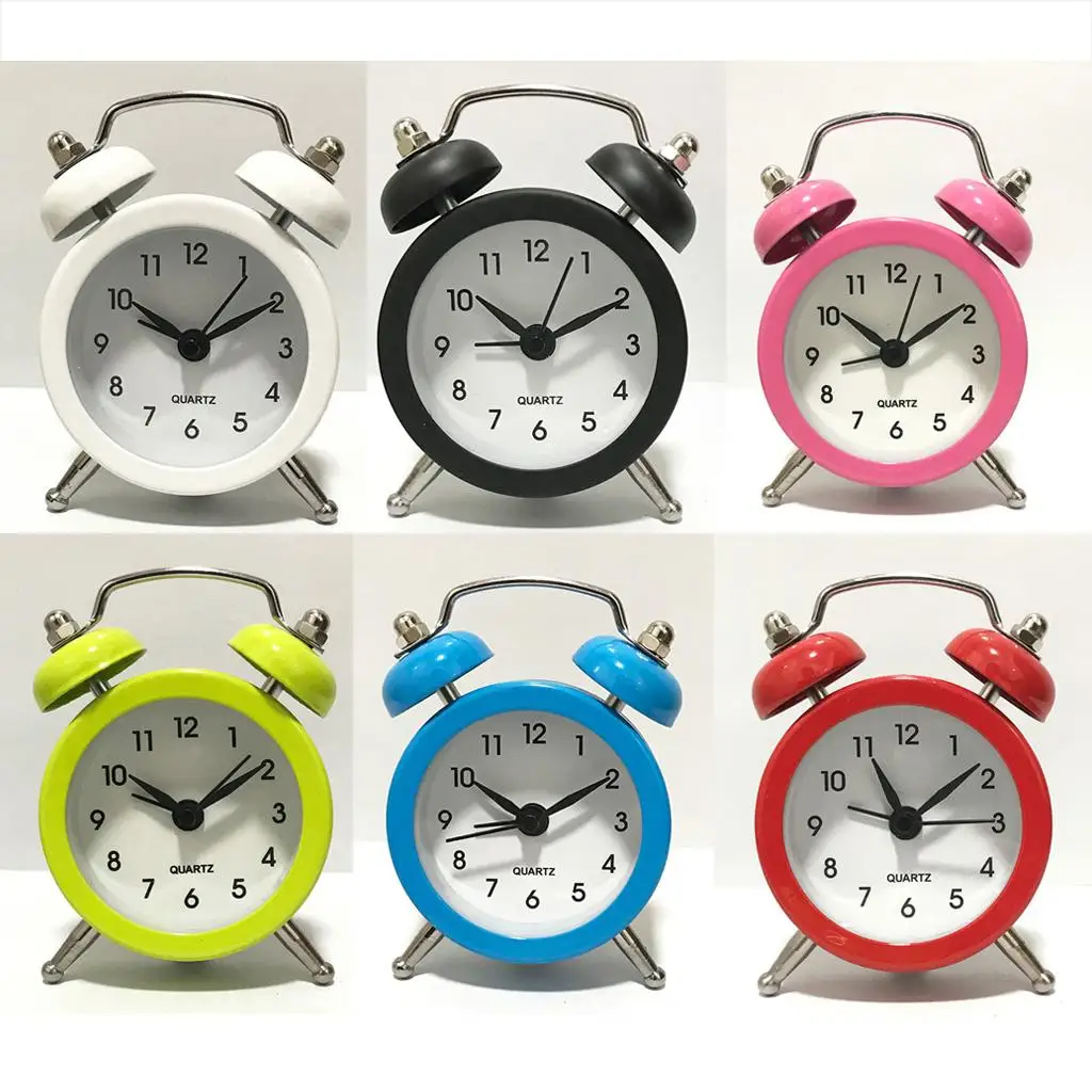 Home Office Outdoor Portable Mini Dial Number Round Desk Alarm Clock Choice Colors