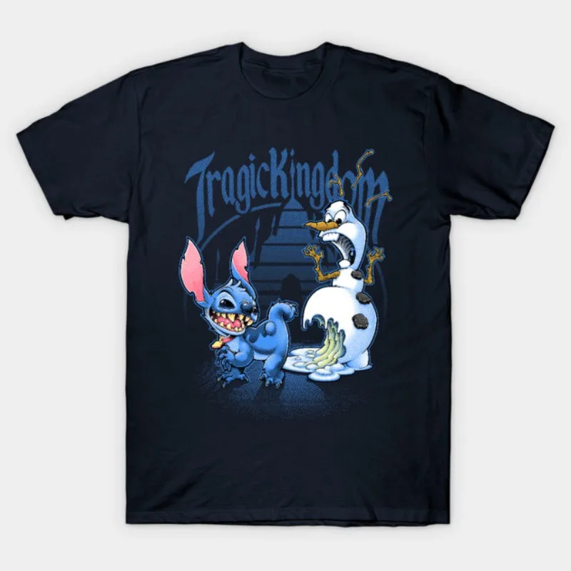 

Tragic Kingdom Disney T-Shirt Summer New Fashionable Disney Stitch Printed Tee Men's and Women's Street Casual T-shirt Y2k