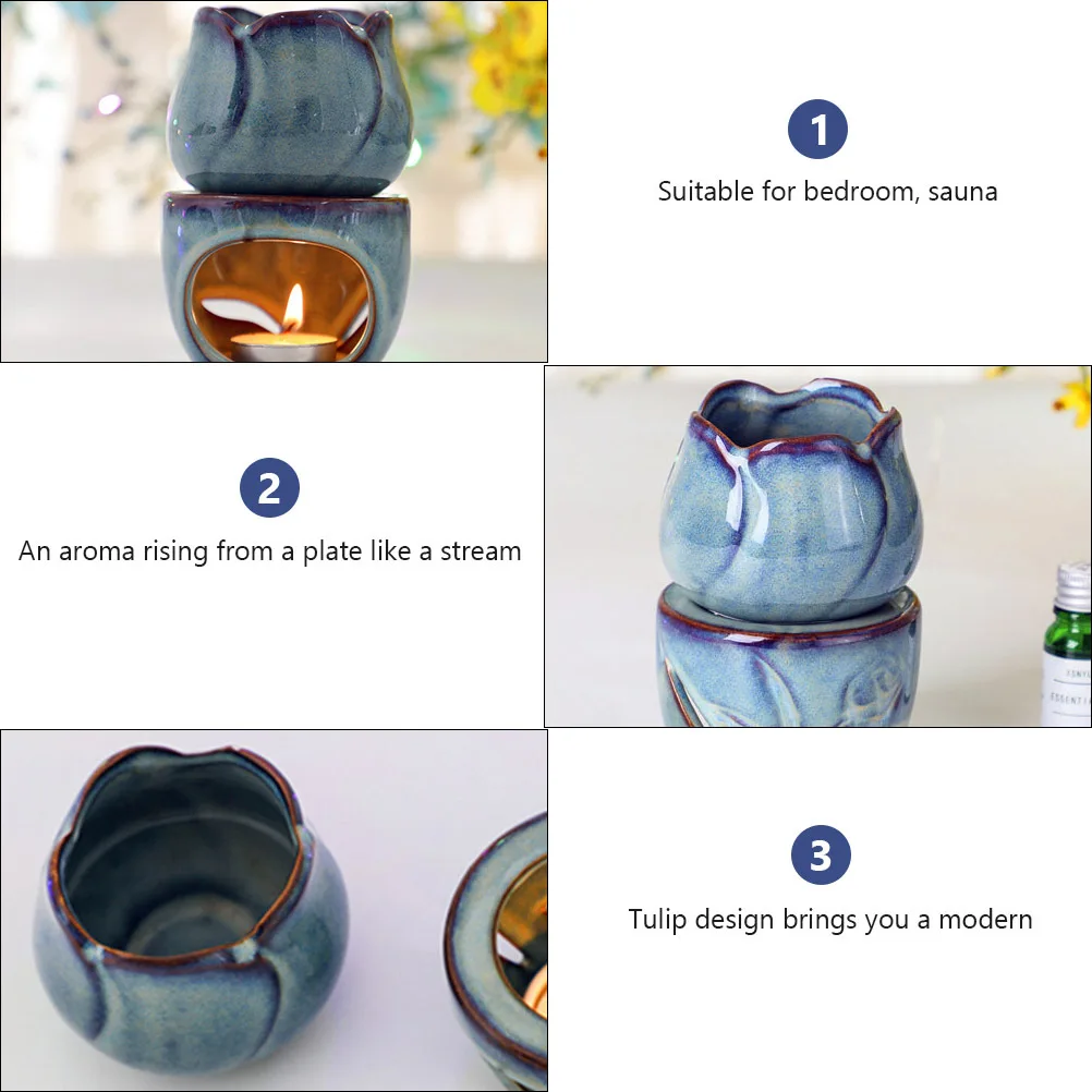 

1Pcs Ceramic Aroma Burner Tulip Design for Aroma Therapy Home Incense Holder Relaxing Decorative Censer Ornament
