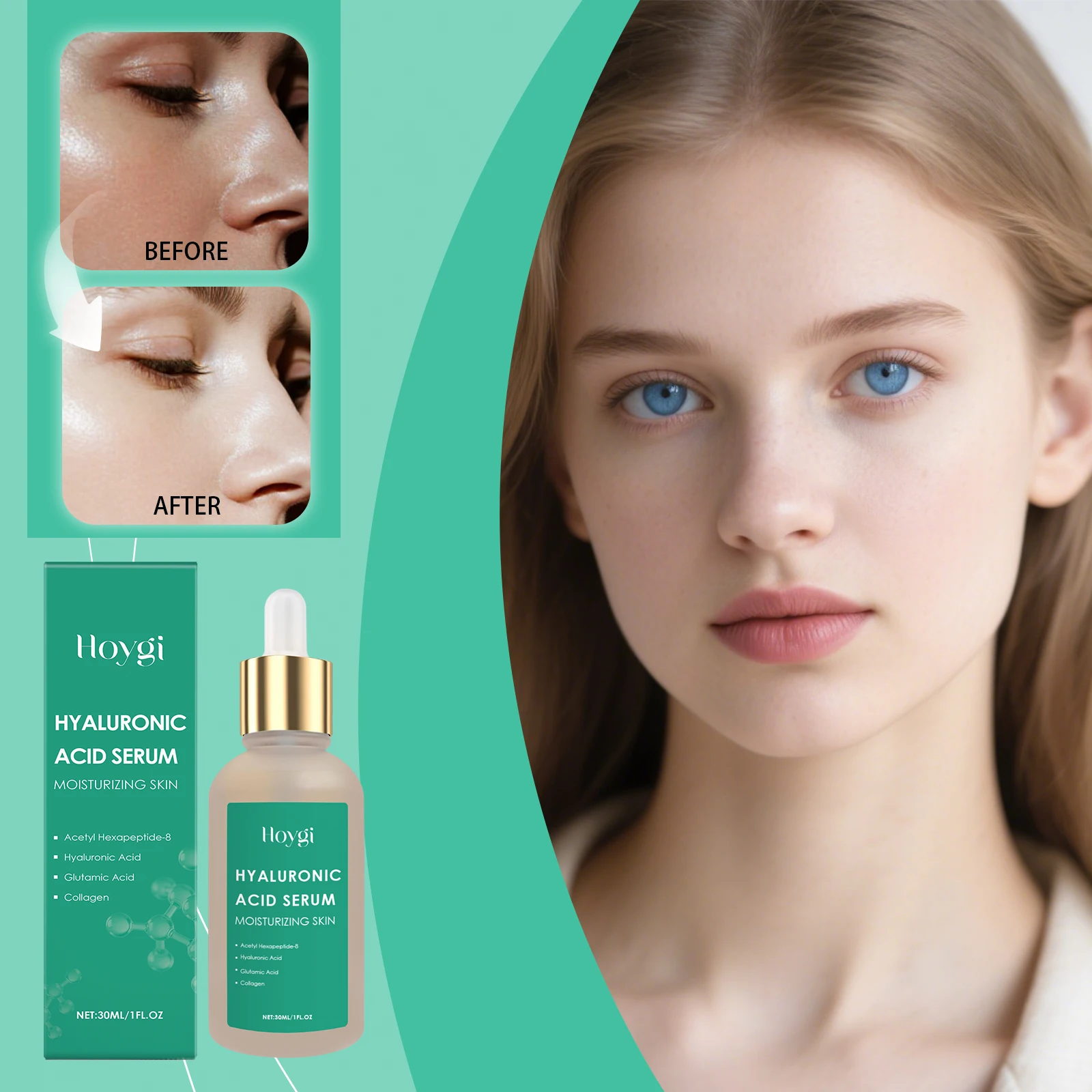 Hyaluronic acid essence.Hydrating Skin Care Serum for Dry Skin, Plumping Face Serum Essentials, Daily Use.30ml