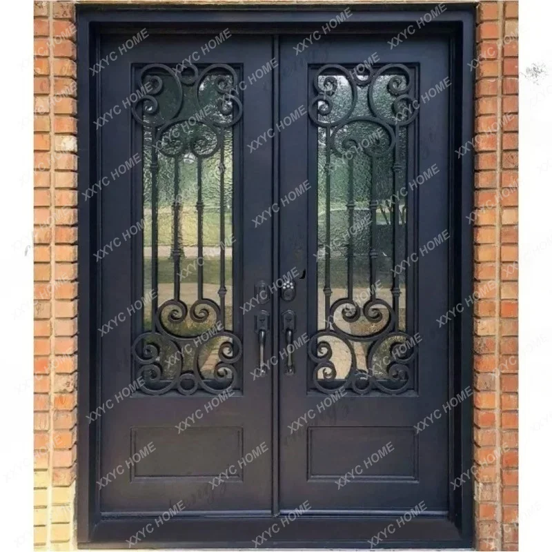 XX Customization Custom Modern Exclusive Door Exterior Front Entrance Security Luxury Decorative Wrought Iron Double Doors