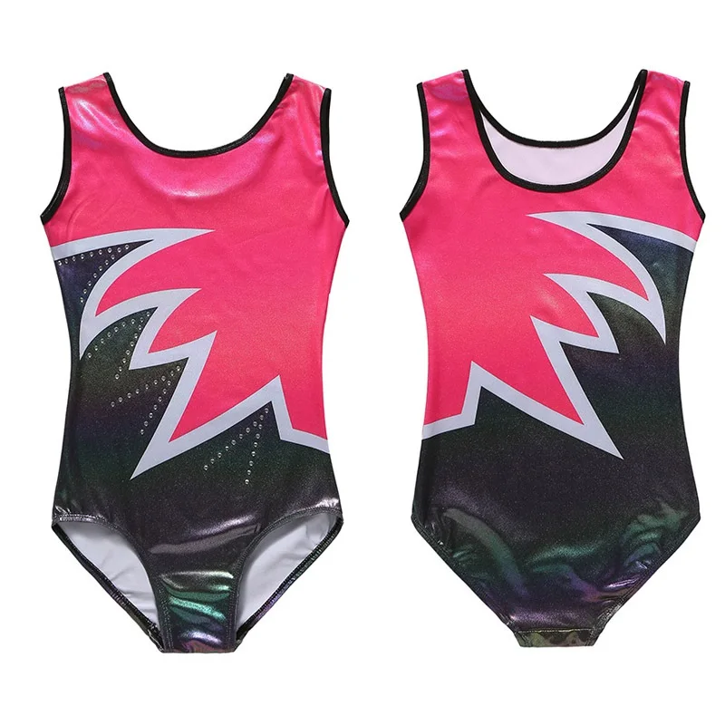 5-14 Years Children Girls Diamante Sleeveless Ballet Practice Dancewear Gymnastics Bright Color Bodysuits