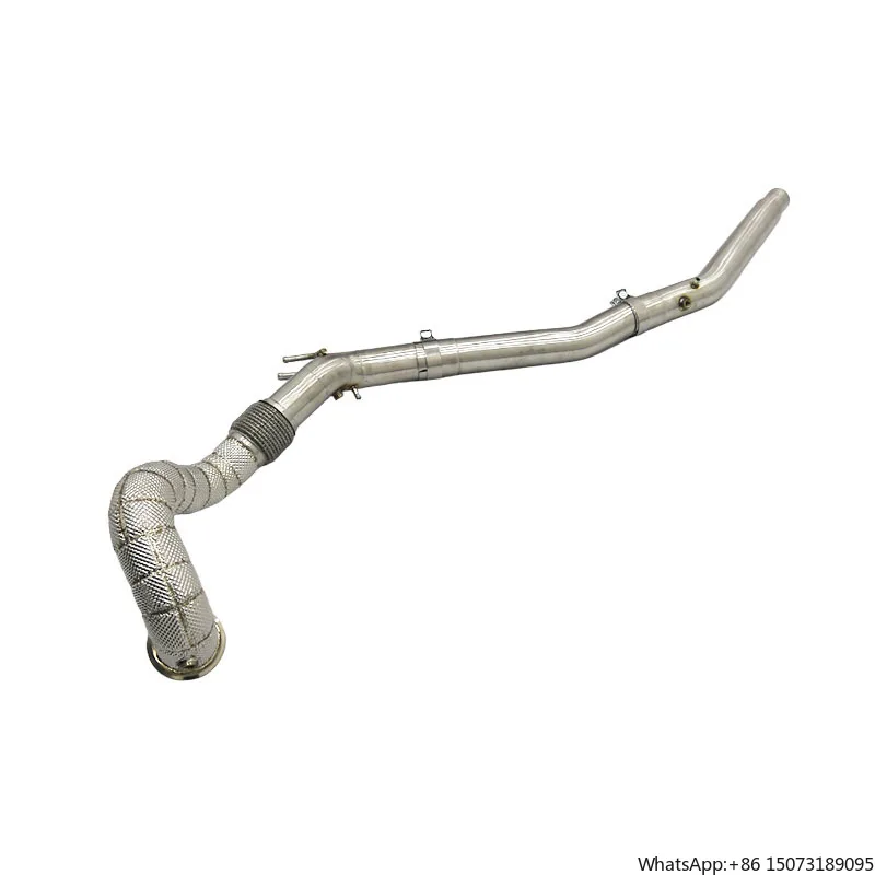 

Tuning Auto Straight Exhaust Downpipe for 8R 2.0T 2019-2023 Stainless Steel Down Pipe Heat Shield Free Flow Downpipe