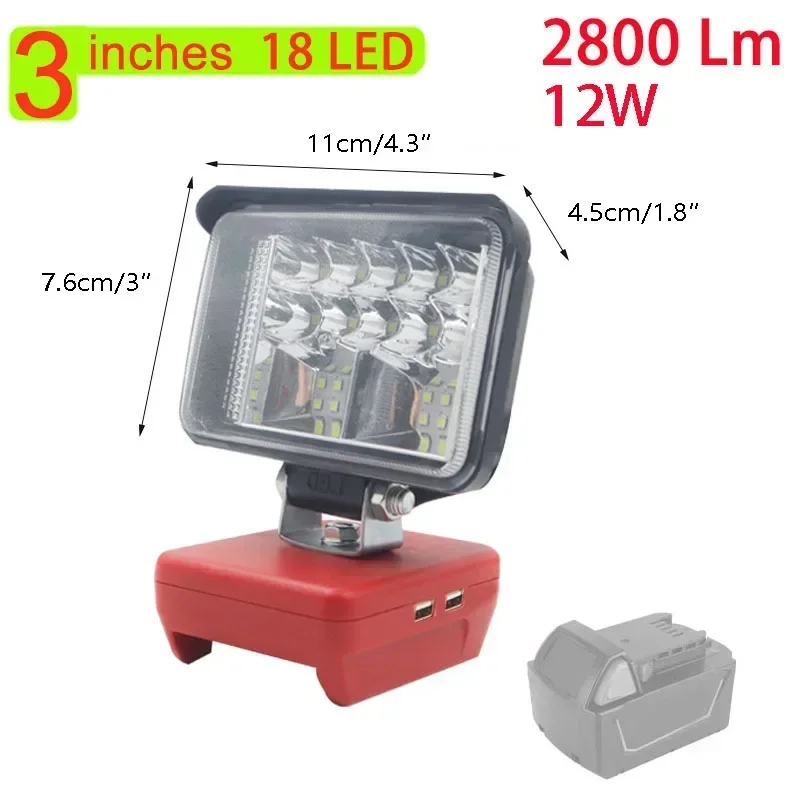 Car LED Working Lights Lamp Flashlights Electric Torch Spotlight For Dewalt 18V 20V 60V Li-ion Battery DCB183 DCB206 DCB609