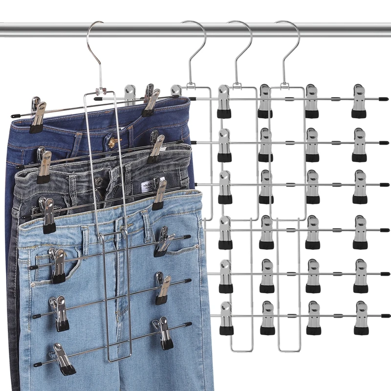 Multifunctional Houesehold Multi Layer Pants Hanger Non Slip Space Saving Skirts Jeans Scarf Hangers Storage Closet Organizers