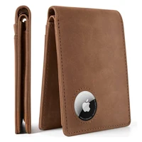 Cartera AirTag minimalista Retro para hombre, billetera con bloqueo RFID, tarjetero múltiple para Apple AirTag, monedero de cuero genuino de alta calidad