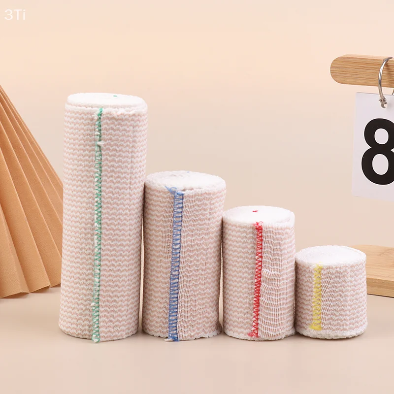 Envoltório de bandagem elástica, envoltório de bandagem de compressão livre de látex de algodão com fecho de toque em ambas as extremidades, suporte e primeiros socorros para esportes