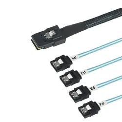 SAS SATA Cable Mini-SAS SFF-8087 To 4 SATA Cable Mini SAS 4i SFF8087 36P To 4 SATA 7P Cable 12Gbps 50cm Hard Drive Data