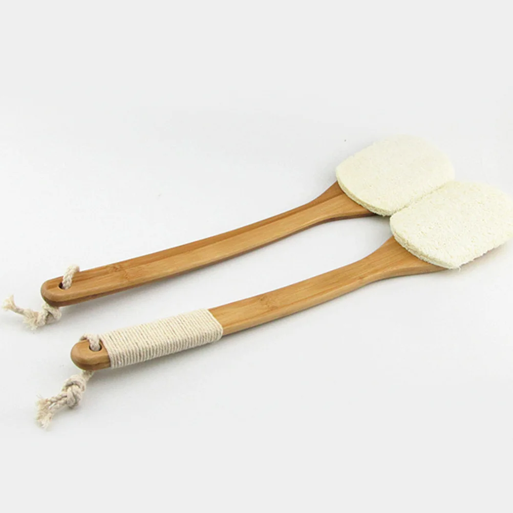 

Bamboo Curved Long Handle Loofah Bathing Brush Shower Scrub Tool Exfoliating Body Massage Bath Brush Practical Durable Family