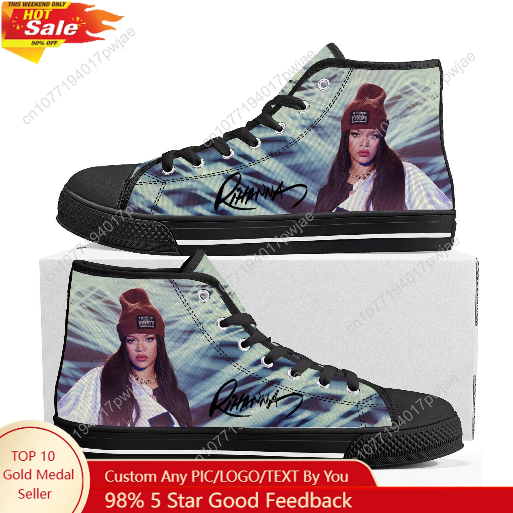 

Rihanna Hip-hop Rapper High Top High Quality Sneakers Mens Womens Lightweight Canvas Sneaker Ghana Hiking Casual Custom Shoes