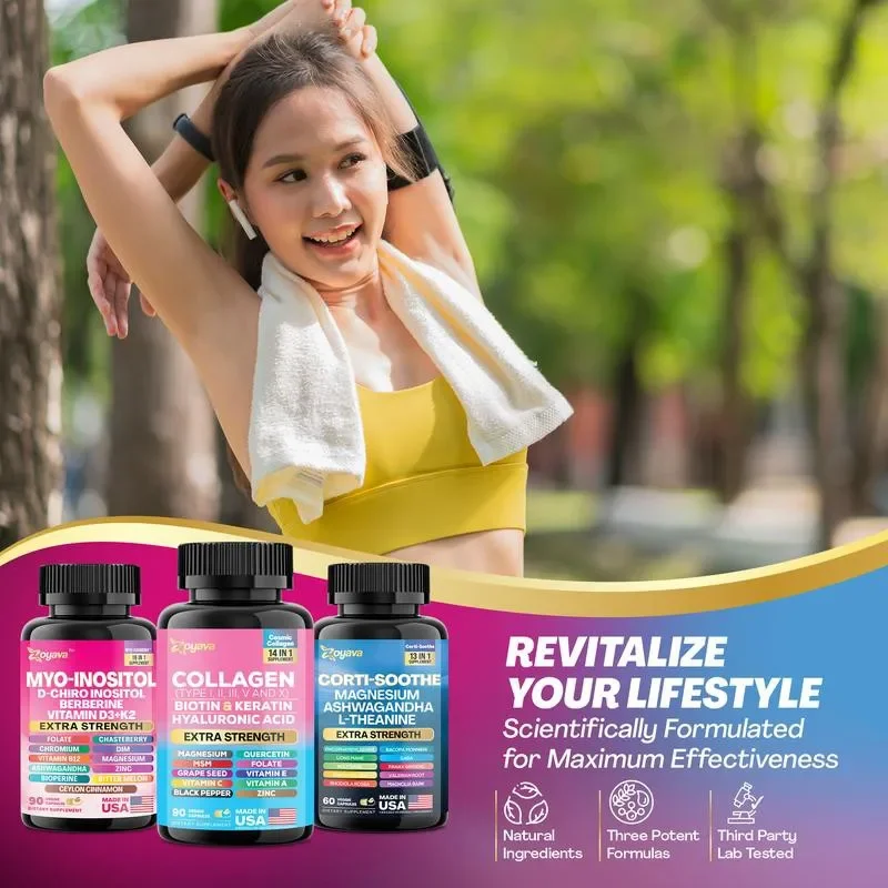 3 زجاجات ملحق الكل في واحد للنساء - يساعد على تخفيف التوتر اليومي، وتوازن العواطف، ويساعد على استرخاء الجهاز العصبي