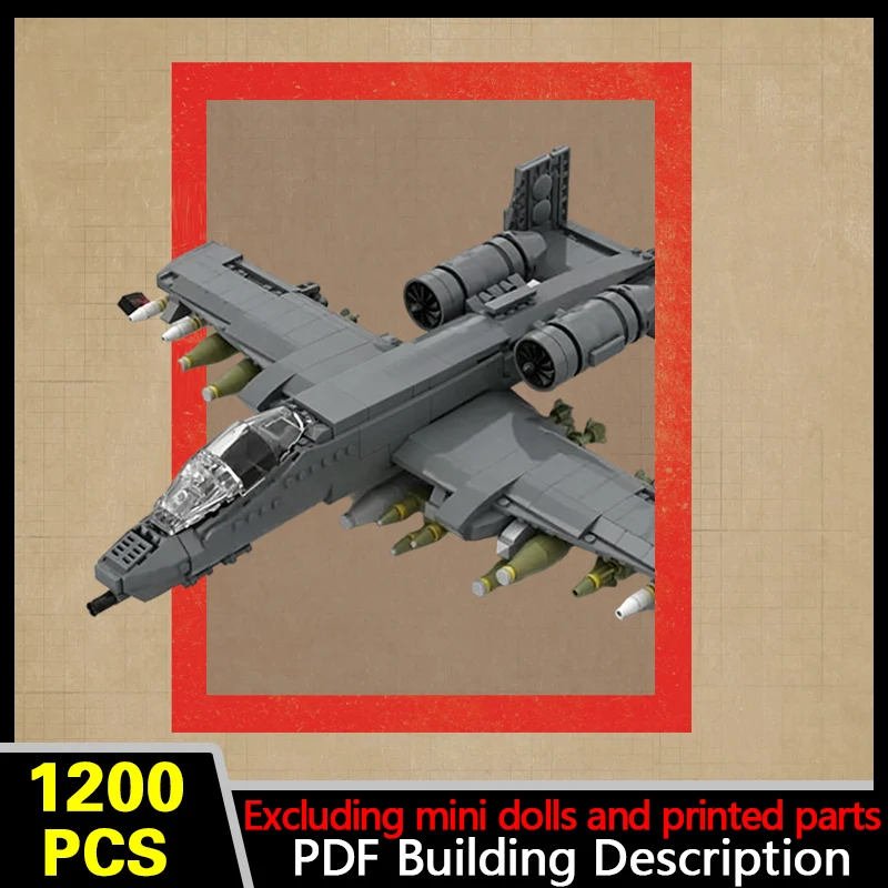 A-10 Attack Aircraft Model MOC Building Bricks War Equipment Modular Technology Gifts Holiday Assemble Children Toys Suit