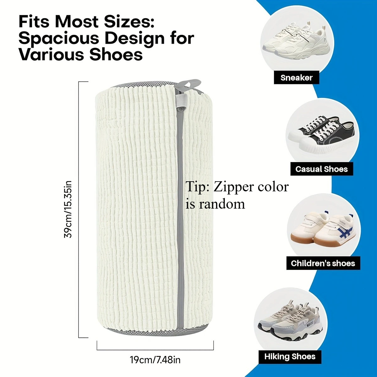 Delicate Laundry Bag for Shoes with Zipper, Reusable 2