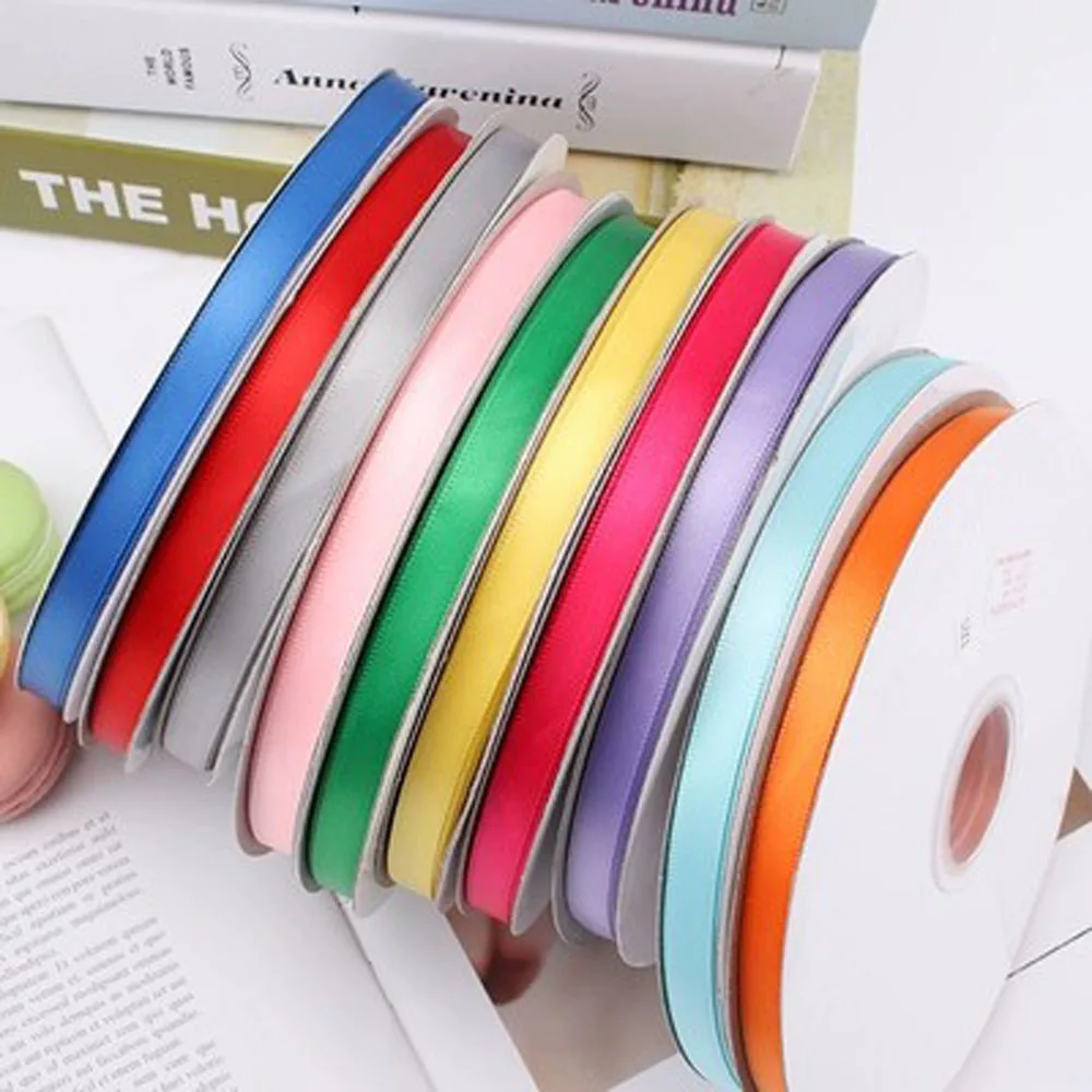 91Meters/Roll 10mm Satin Ribbon Christmas Handmade Ribbon Wedding Party Decoration Birthday Halloween Gift Wrapping Ribbon