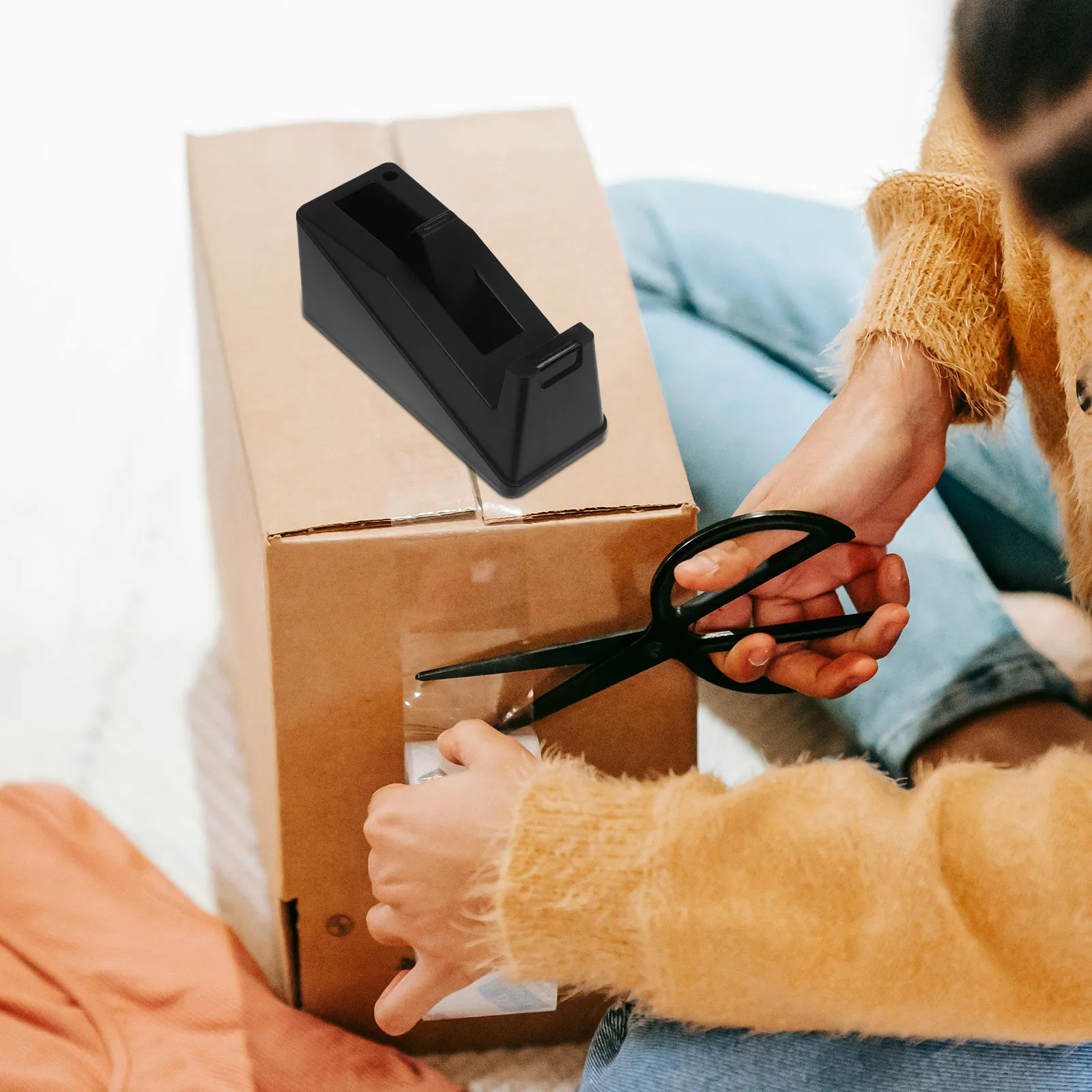 

Large Tape Dispenser Holder for Office Home Kitchen Heavy Duty Desktop Tape Cutting Stand with High Capacity Roll Storage