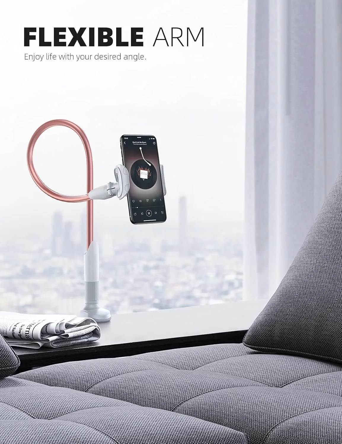 

Держатель телефона на гибкой стойке для кровати - зажим для крепления мобильного телефона, гибкая длинная рука, верхнее крепление для изголовья стола прикроватная тумбочка
