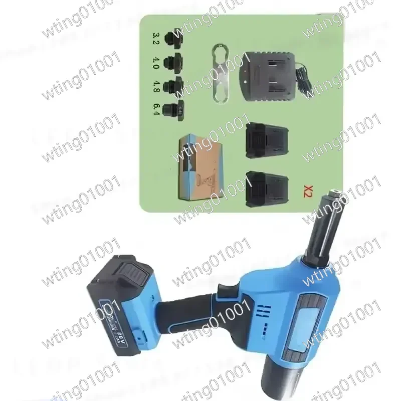 250 Electric Blind Rivet Gun Automatic Nut Riveter Tool 1/4 Inch Capacity for Steel Aluminum Rivets With Battery and Charger