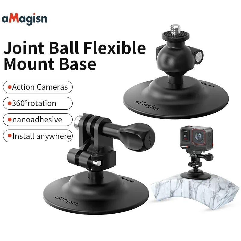 aMagisn Adjustable Flexible Mount Base for Insta360/DJI/GoPro 1 inch ball Adhesive Base Washable and Reusable for Action Camera