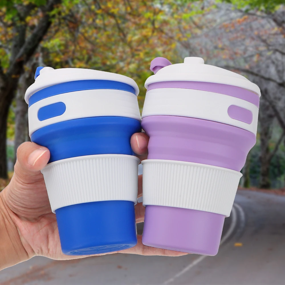 Drinking Ware Mug Silicone Travel Cup Food Grade Folding Water Cups Portable Collapsible Coffee Mugs Tea Coffee Cups