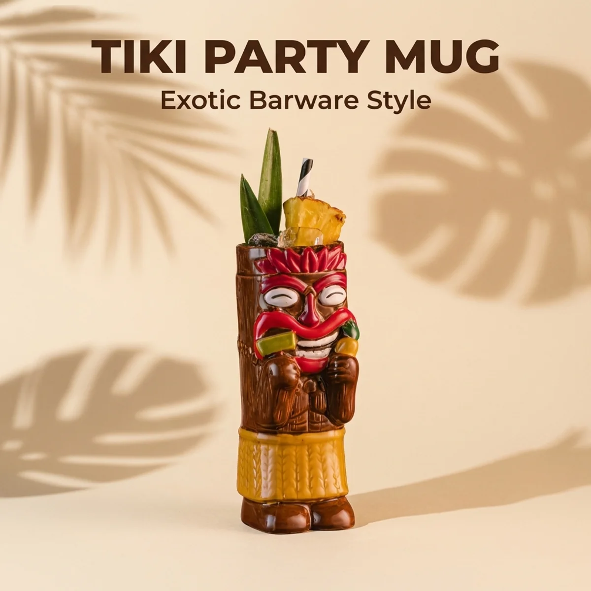 Tiki Mug Hawaiian Cocktail Cups Creative Ceramic Funny Cup Tiki Mugs  Beer Beverage Mug Wine Mug Bar Tools Gift For Friends - view 6