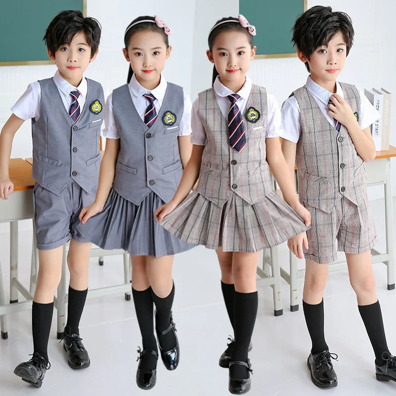 Summer British Navy School Uniform Set, Primary School Performance Uniform Choir Dress Children's Graduation Class Uniform,