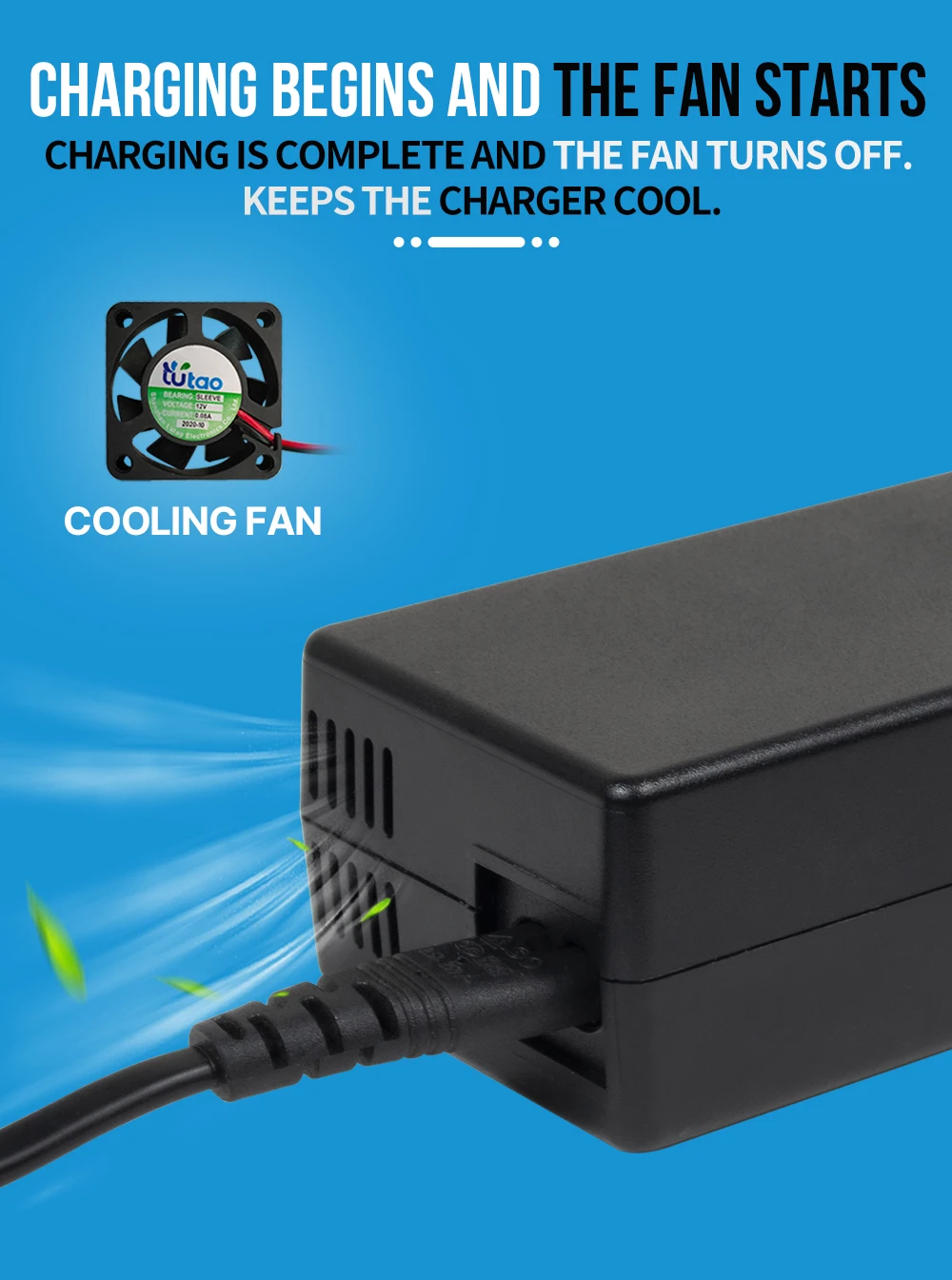 YZPOWER 42V 3A Lithium-Batterieladegerät für Touroll/Jetson/Gotrax mit 36V E-Scooter/E-Bike-Ladefunktion, intelligentes CC-CV-Ladegerät mit LED-Lampe – Detail 5