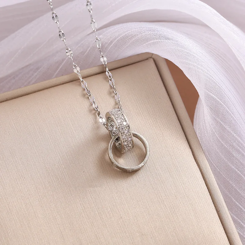 

Ожерелье-цепочка с двойным кольцом 2025 года, женская цепочка на ключицу с холодным ветром, модное колье для одежды, ретро-колье