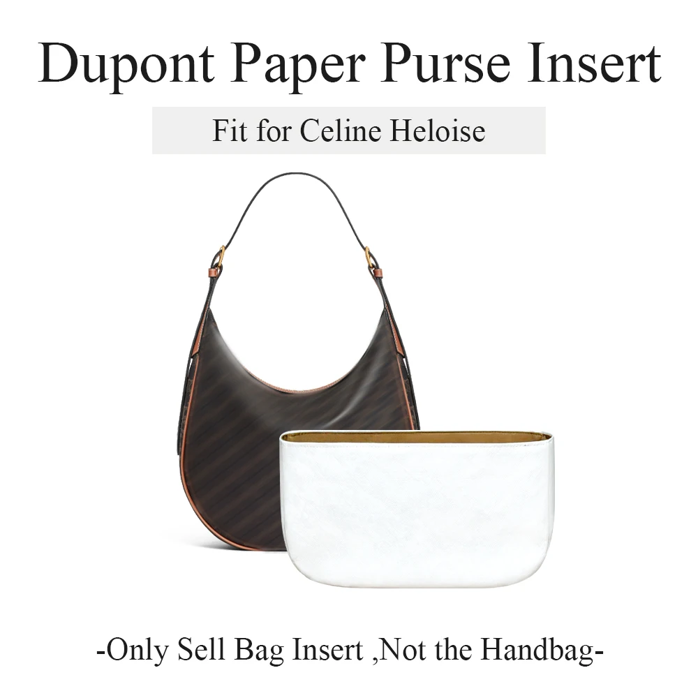 Dupont Paper Purse Organizer Insert Fit for Celine Heloise, Lightweight Half Moon Inside Bag Organizer Insert Inner Liner Bag