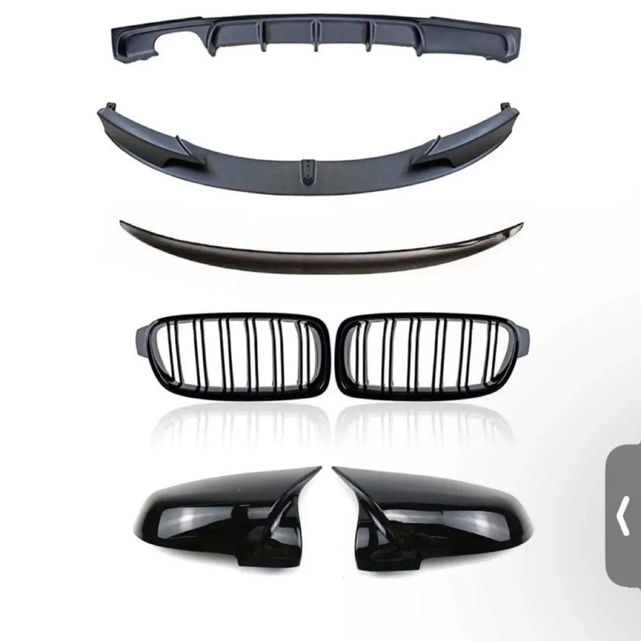 Bright Black Body Kit for BMW 3 Series F30 MTECH Sport Front Lip diffuser side skirt