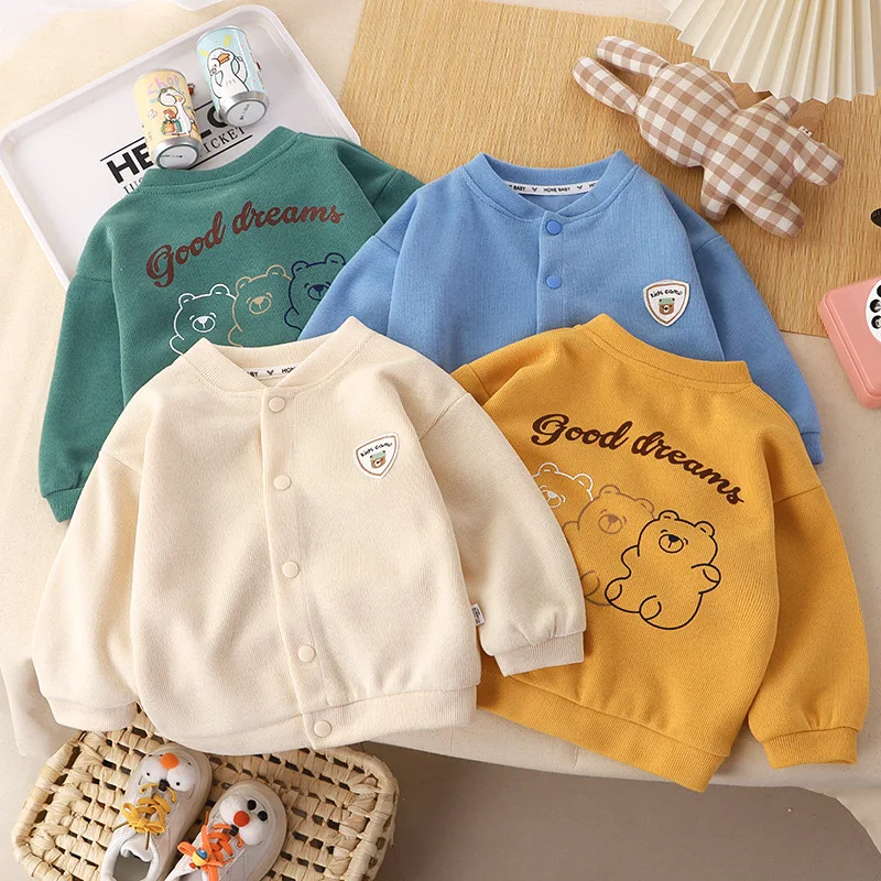 Spring Autumn Knitted Jacket Boys Cardigan Women's Treasure Knitted Sweater Casual Fashion Foreign Style Explosion Long Sleeve